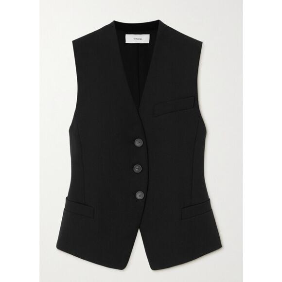 Vince Black Cutaway Crepe Vest in Black - Picture 3 of 15